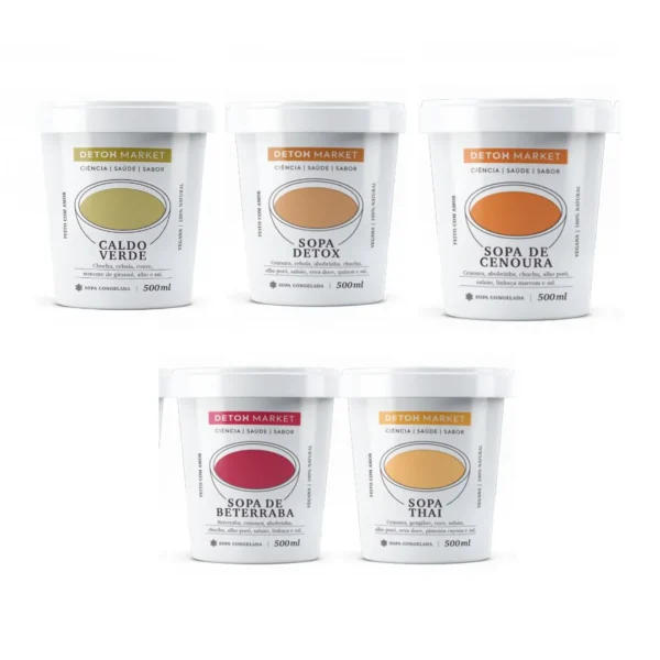 Kit 10 Sopas: caldo verde, detox, cenoura, beterraba, thai